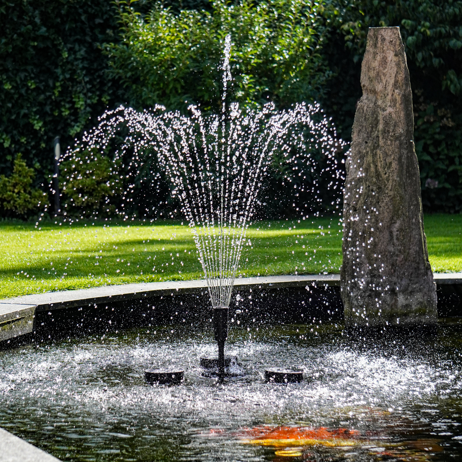 Schwimmender Springbrunnen und Skimmer von BluSkimmer für Bewegung und Sauerstoff in Ihrem Teich